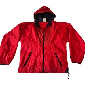 Sz Small HELLE HANSEN Red Nylon Hooded Full-Zip Shell Jacket